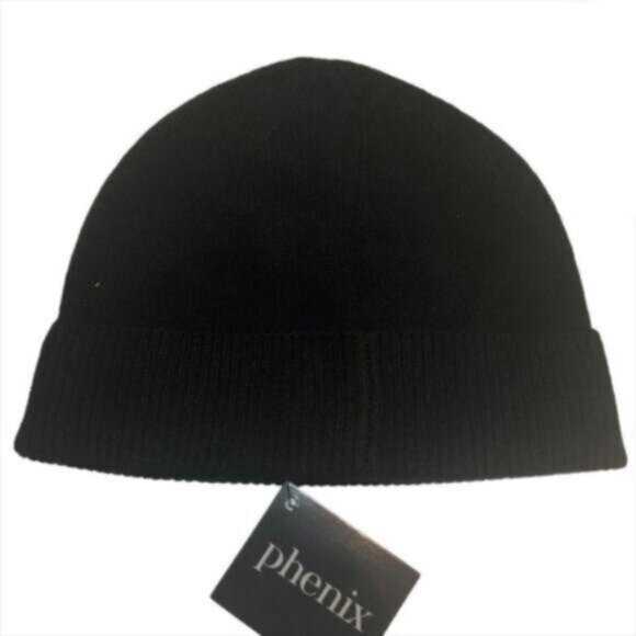 NWT PHENIX Black Cashmere Knit Winter Warm Comfy Cozy Gorpcore Hat & Gloves Set - Picture 2 of 6